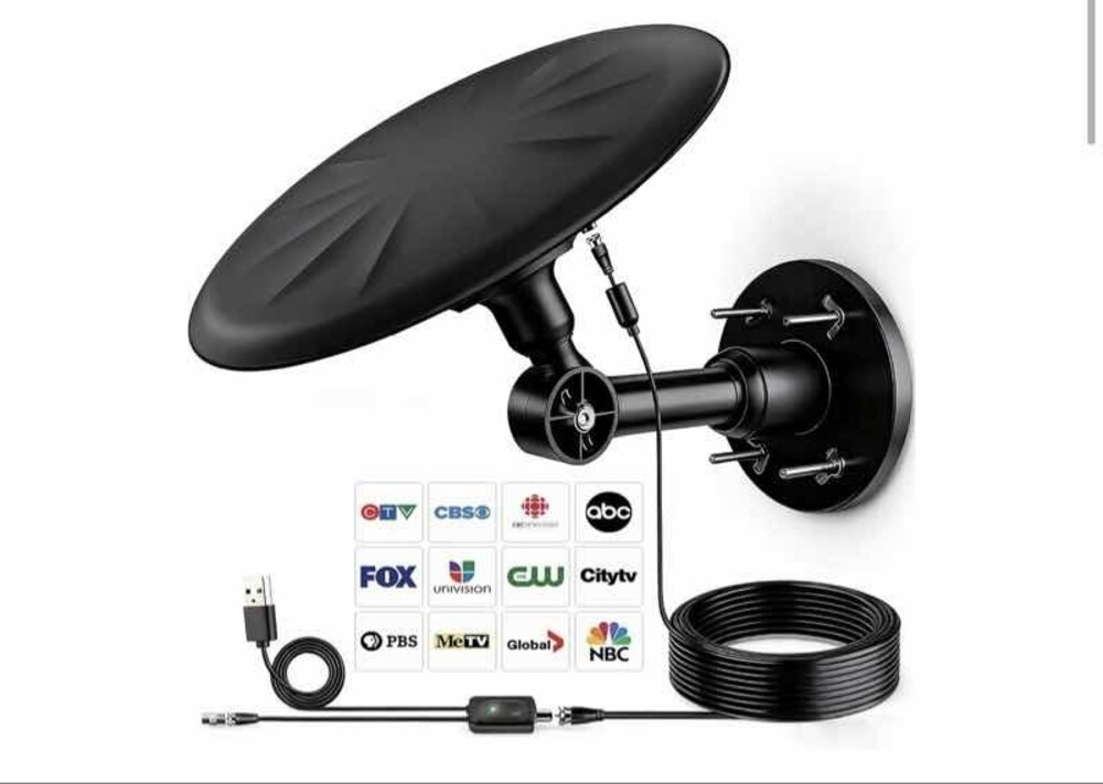 Outdoor HDTV Antenna Amplified 360° Rotation 4K 1080P UHF VHF Digital